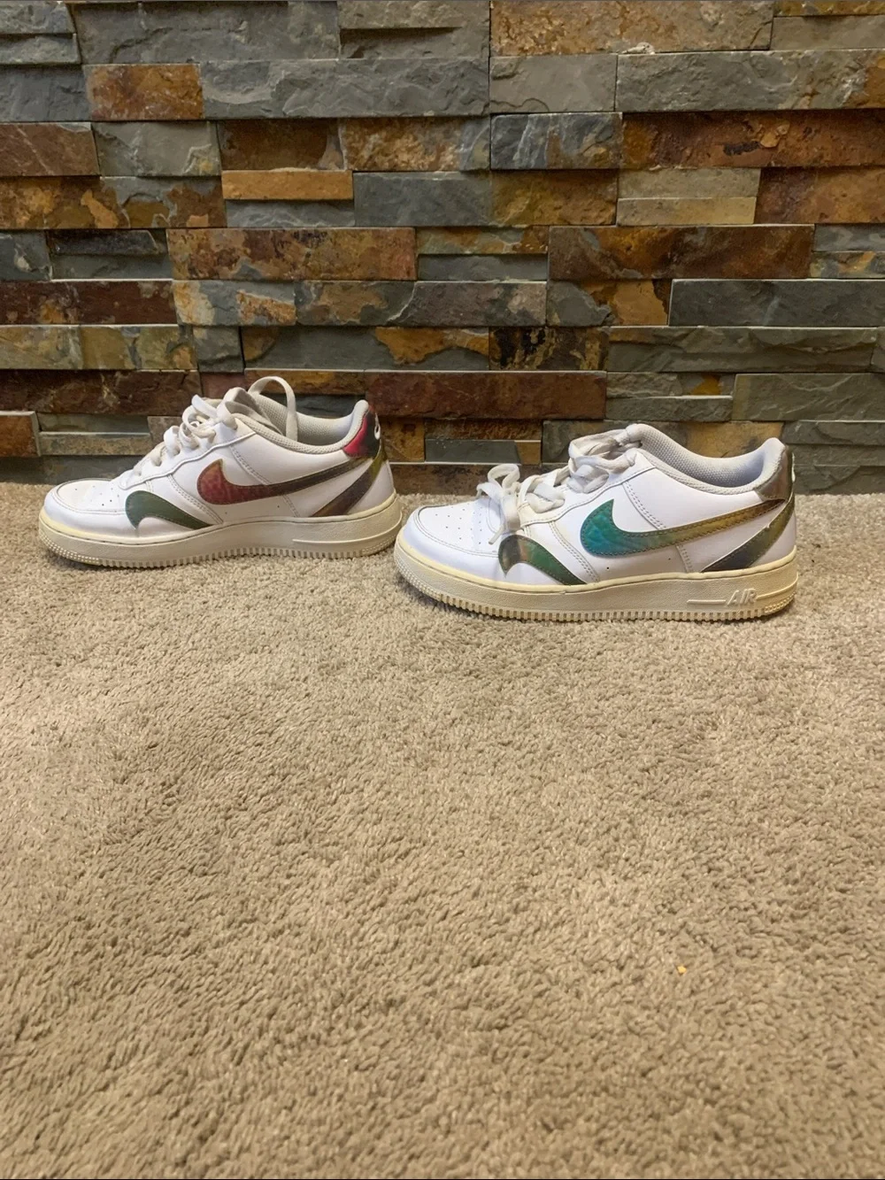 RARE Nike Kids 6.5 / woman’s 7.5 vintage Iridescent misplaced Swoosh bts